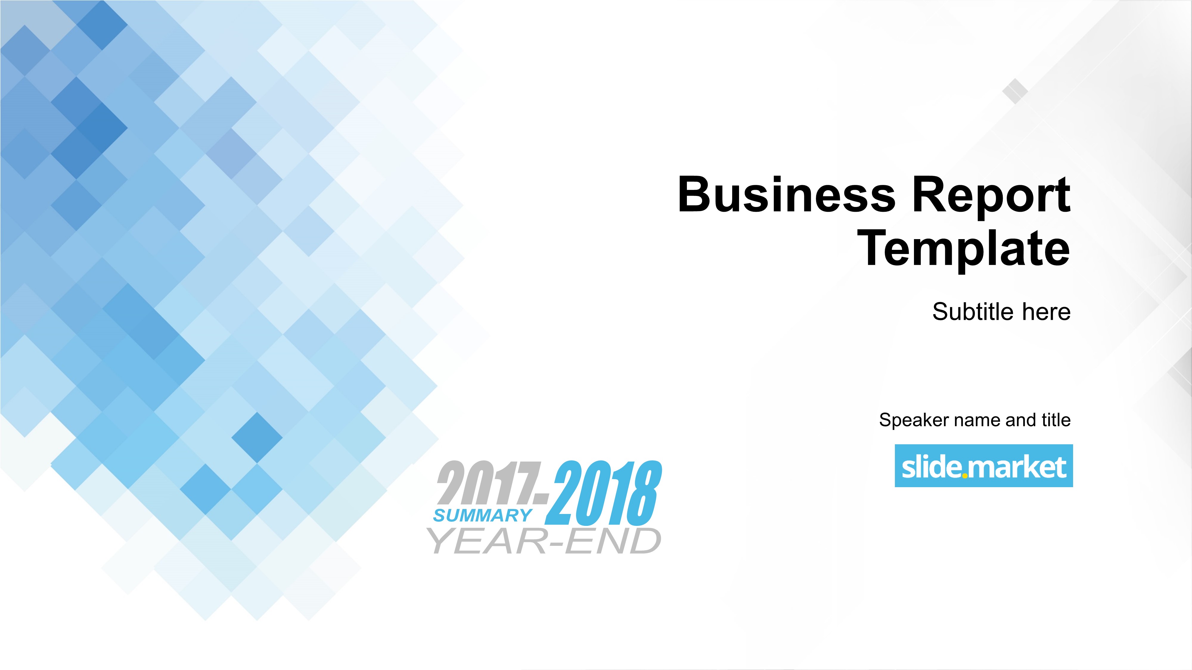 Business Report PowerPoint Template Light Blue Slide.Market